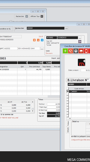 Logiciel de gestion commerciale Tunisie - Mega Commercial - Module bon de sortie avancé - Logiciel de gestion commerciale avec bon de sortie valorisé