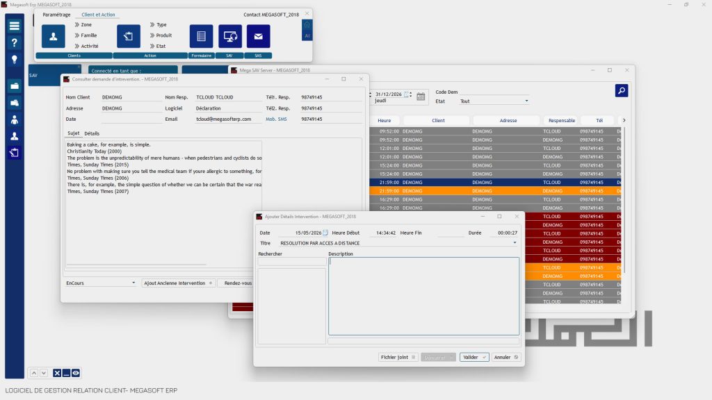 Logiciel de CRM Tunisie - Megasoft Erp - Module SAV - logiciel relation client - logiciel service aprés vente