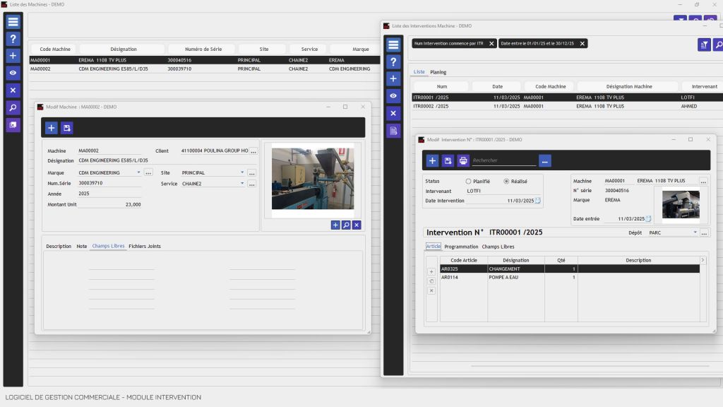 Logiciel de gestion commerciale Tunisie avec Intervention sur machine
