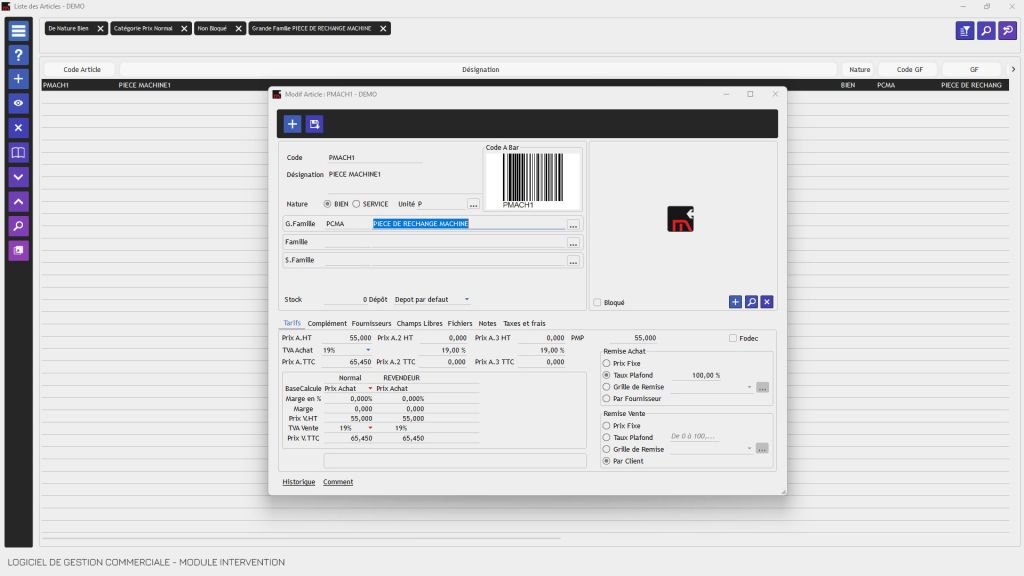 Logiciel de gestion commerciale Tunisie avec Intervention sur machine