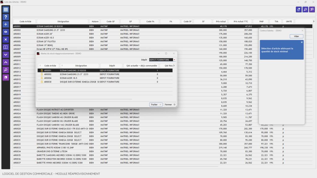 Logiciel de gestion commerciale Tunisie avec Réapprovisionnement